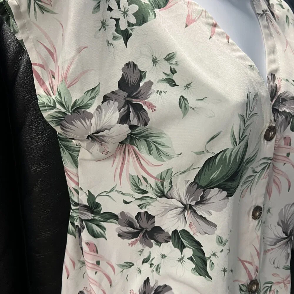 Sienna Sky Vintage La Cabana tropical flower Hawaiian style blouse - Picture 3 of 4